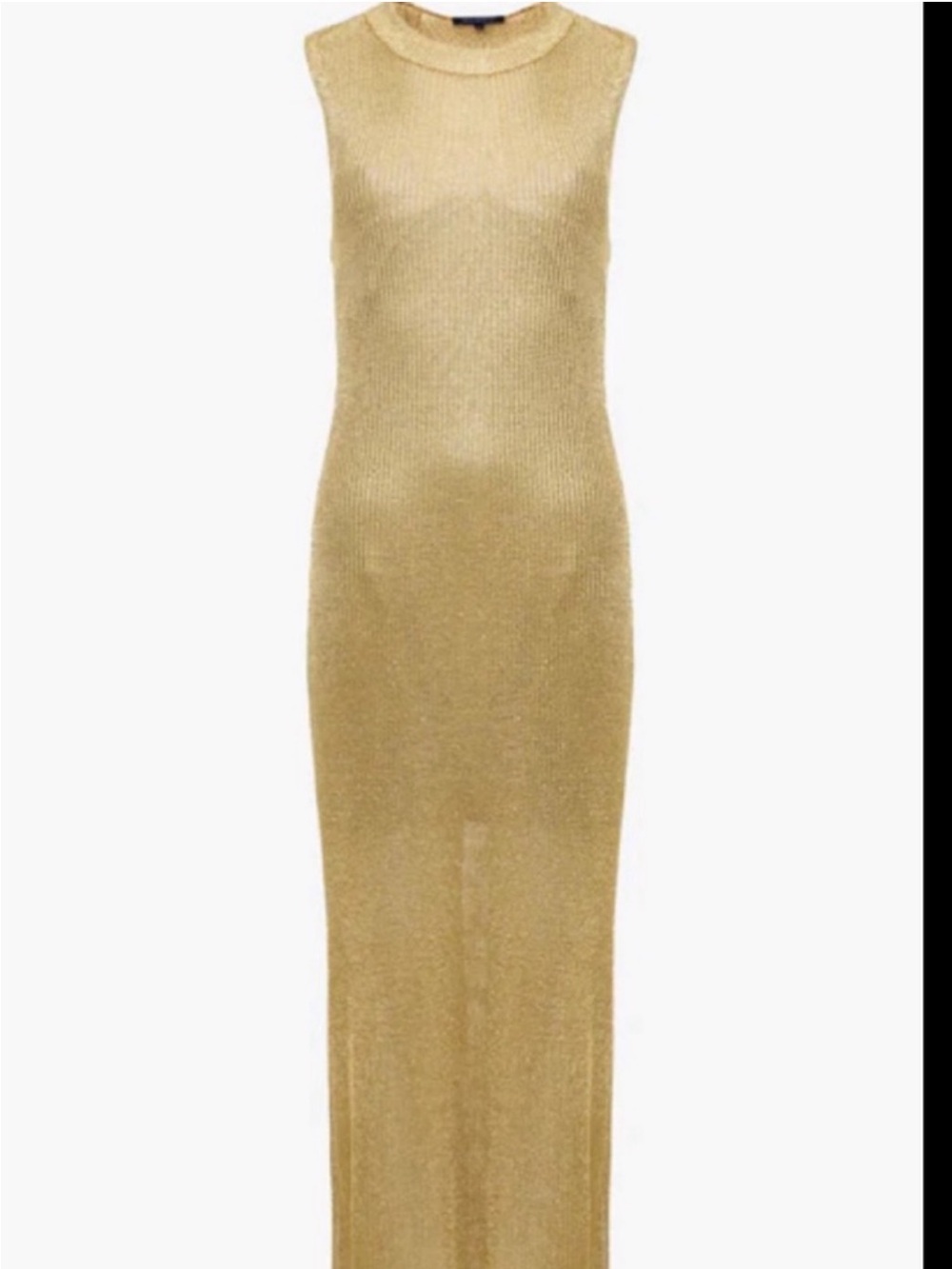 French Connection Gold Metallic Crewneck Dress